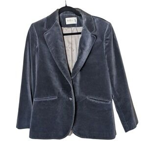 Vintage Mr. Beau by R.L. Davis Velvet‎ Blazer Charcoal Gray Single Button Jacket